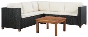 44107 vidaXL Set mobilier de grădină cu perne, 4 piese, negru, poliratan