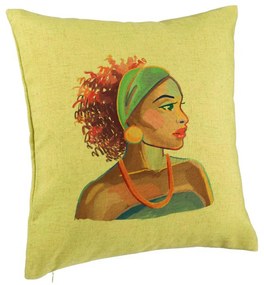 Perna Decorativa, Model Golden African, 40x40 cm, Verde, Husa Detasabila, Burduf