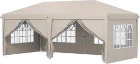 Outsunny Tonelă de grădină exterioară 6x3 m tonelă pliabilă cu panouri anti-UV înălțime reglabilă cu sac de transport bej | Aosom Romania