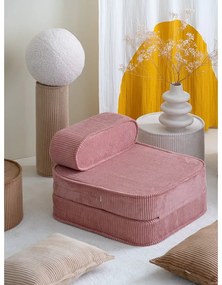 Fotoliu de copii roz cu tapițerie din catifea reiată Flip – Wigiwama