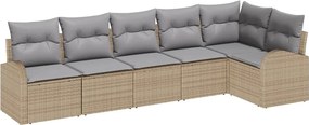 vidaXL Set de canapele pentru grădină cu pernă 6 pcs Bej Rattan poli