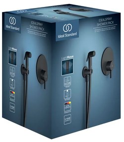 Baterie bideu incastrata, cu dus, furtun si suport, negru mat, Ideal Standard IdealSpray Negru mat