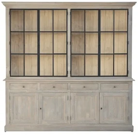Vitrina, natur, din lemn masiv de pin, aspect vintage, Luberon