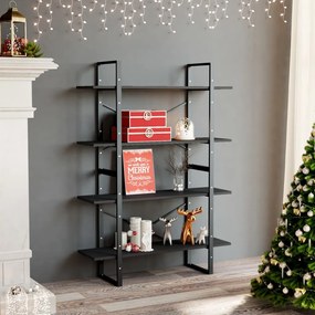 vidaXL Bibliotecă cu 4 rafturi, gri, 100x30x140 cm, PAL