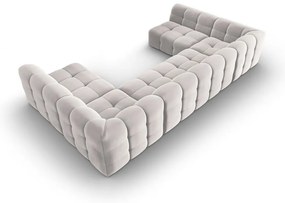 Colțar gri deschis cu tapițerie din catifea (în formă de "U") Kendal – Micadoni Home