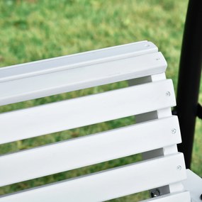 Outsunny Leagăn Suspendat pentru Exterior din Lemn de Brad cu Măsuță Rabatabilă și Suporturi pentru Pahare, Leagăn pentru Grădină sau Terasă cu 2-3 Locuri, Alb | Aosom Romania