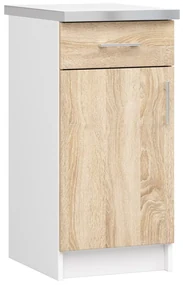 Dulap inferior de bucătărie Lula s40 sz1 (Alb mat + stejar sonoma). 1068590