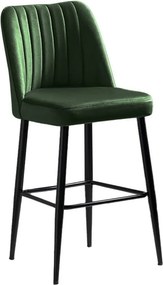 Set 2 scaune bar VENTO, verde/negru, stofa catifelata/metal, 49x45x99