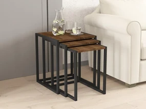 Set 3buc. măsuțe cafea Kibusa (nuc + negru). 1094332