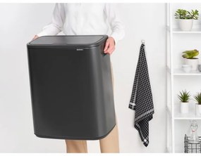 Cos de gunoi Brabantia Bo Touch 1008858, 60 L, Deschidere lina si silentioasa, Deschidere mare, Gri