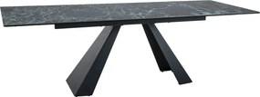 Masa extensibila SALVADORE, negru cu efect de marmura/negru, sticla/ce