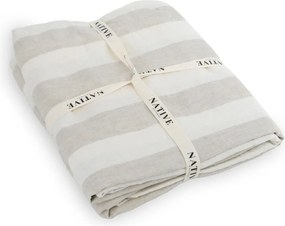Lenjerie de pat gri deschis/crem din in pentru pat de o persoană 135x200 cm Natural Stripes – Native Natural