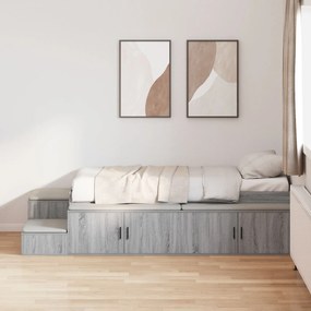 vidaXL Cadru de Pat cu Spațiu de Depozitare Gri Sonoma 75x190 cm