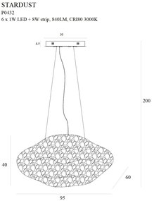 Lustra LED dimabila suspendata Stardust aurie