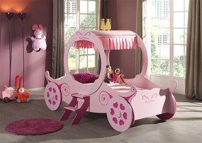 Set Pat Calească Royal Princess Kate și Saltea pentru Copii, 2 Piese, Roz (MDF) – Auto – Vipack