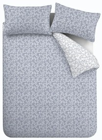 Lenjerie de pat albă/albastră din bumbac pentru pat de o persoană 135x200 cm Shadow Leaves – Bianca