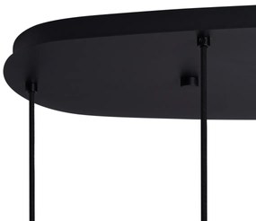 Lampă modernă pendant neagră cu sticlă fumuriu 6 lumini - Duplantis