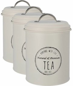 Set de cutii metalice Excellent Houseware pentrualimente 13,5 x 18 cm, 3 buc., crem, L