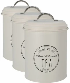 Set de cutii metalice Excellent Houseware pentrualimente 13,5 x 18 cm, 3 buc., crem, L