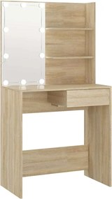 vidaXL Masă toaletă cu LED stejar sonoma 74,5x40x141 cm lemn prelucrat