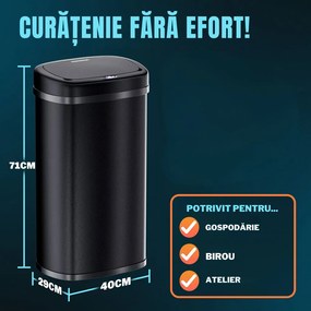Coș de gunoi cu senzor DEUS, 58 litri, negru Jurhan