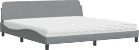 vidaXL Pat cu saltea, Dover, gri deschis, 200x200 cm, textil