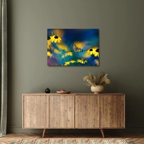 Tablou - Fluture galben și flori (70x50 cm)