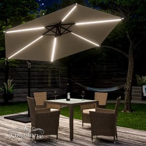 Deuba Umbrelă solară Mali cu LED Ø330 cm - crem