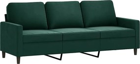 vidaXL Canapea cu 3 locuri, verde închis, 180 cm, catifea