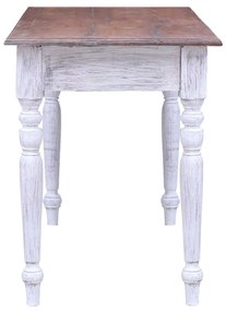 Birou cu sertare, alb, 117 x 57 x 75 cm, lemn masiv reciclat white and light wood