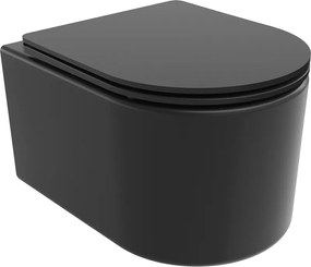 Mexen Sofia vas de toaletă Rimless cu capac cu închidere lentă slim, duroplast, negru mat - 30541085