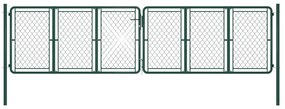 Poarta de gradina, verde, 400 x 125 cm, otel Verde, 400 x 125 cm