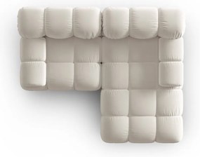 Colțar modular bej cu tapițerie din catifea (cu colț pe partea dreaptă) Bellis – Micadoni