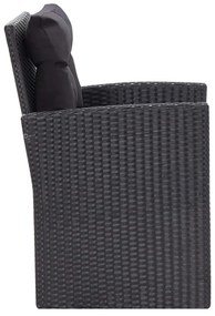 Set mobilier de gradina cu perne, 6 piese, negru, poliratan