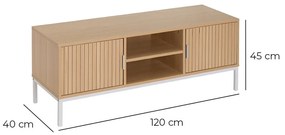 Comodă TV în culoare naturală cu aspect de lemn de stejar 120x45x40 cm Mid-Lines – Casa Selección