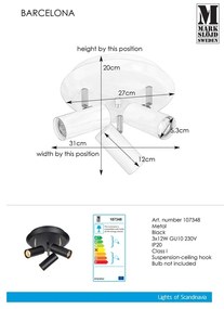 Aplică Markslöjd Barcelona Tres, negru