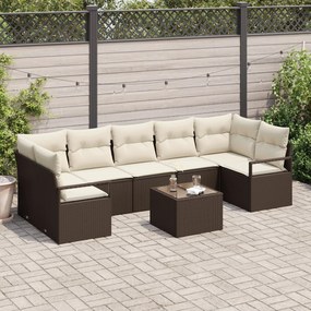 Set Sofa vidaXL Grădină cu 8 Piese și Perne Maro Poli Ratan