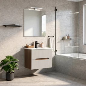 Trent 60 dulap de baie inferior cu chiuvetă ceramică (2 sertare) sunset oak-alb