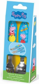 Purcelușa Peppa Hooray set tacâmuri ergo metalic - 2 piese