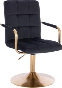 HC1015NP Scaun Neagră Catifea cu Bază Aurie