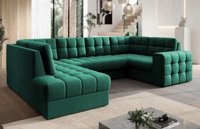 Coltar extensibil stanga 5 locuri ELTAP, LT-35LU, Blewett, 299x198x82 cm, lemn/poliester, verde inchis