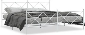 vidaXL Cadru de pat metalic cu tăblie, alb, 200x200 cm