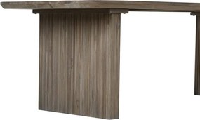 Masă dining din lemn masiv de tec, maro, 12 locuri, cu picioare canelate, 77 x 250 x 100 cm, „Arven”