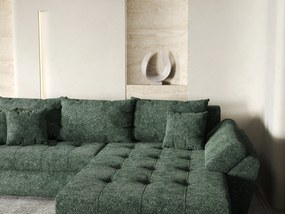 Colțar extensibil dumonde cu ladă de depozitare si sezut confortabil din spuma high-density, Loana Euphoria Green II 270x185 cm