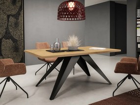 Masă sufragerie extensibilă Awalean 140 (Negru + Stejar lancelot) (pentru 6-10 persoane). 1105361