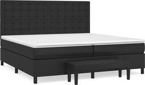 vidaXL Pat box spring cu saltea, negru, 200x200 cm, piele ecologică