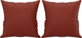 vidaXL Perne decorative, 2 buc., roșu vin, 40x40 cm, piele ecologică