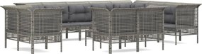 vidaXL Set mobilier de grădină cu perne, 13 piese, gri, poliratan
