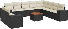 vidaXL Set canapele de grădină cu perne, 11 piese, negru, poliratan