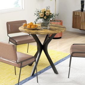 HOMCOM Masă de bucătărie pentru 2 persoane, rotundă, cadru din oțel cu acoperire din pulbere, Ø78 cm, maro-rustic | Aosom Romania